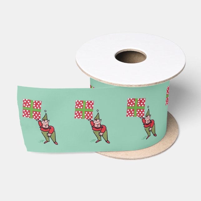 Elf With Polka Dot Gift ribbon spool Satin Ribbon (Spool)