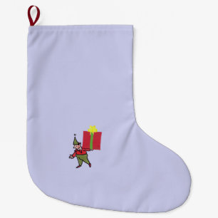 Elf With Red Box Christmas stocking large
