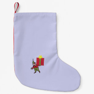 Elf With Red Box Christmas stocking small