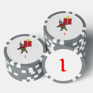 Elf With Red Box grey 1 striped poker chip