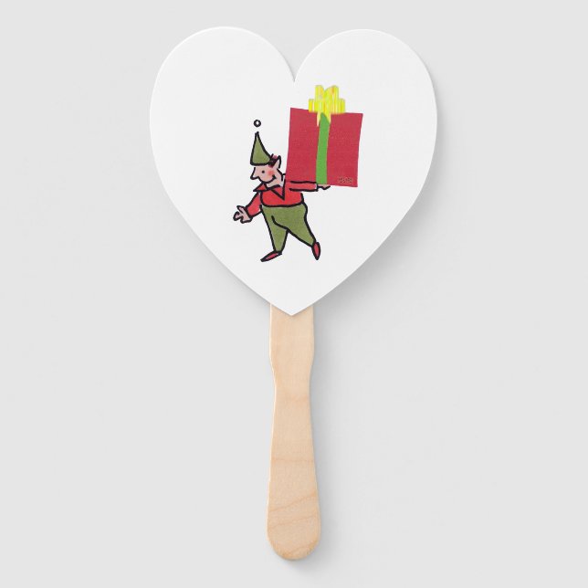 Elf With Red Box heart hand fans (Front)
