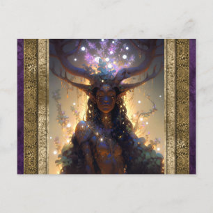 Elf Woman With Antlers Fantasy Art Postcard