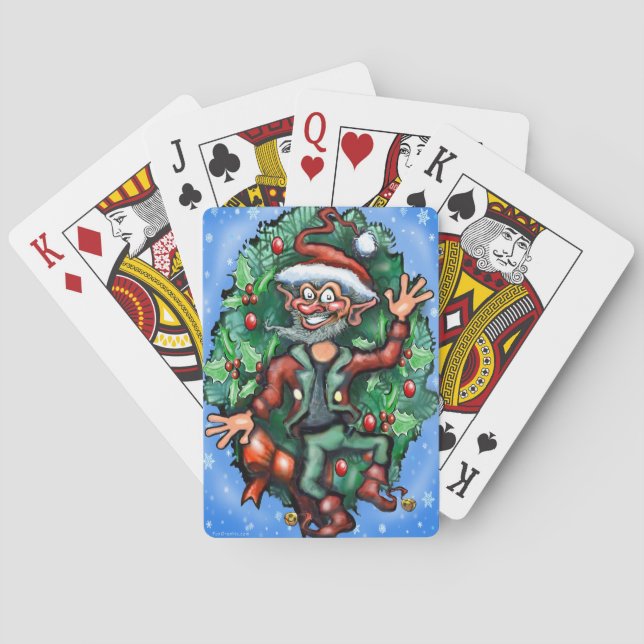 Elf  Wreath Playing Cards (Back)