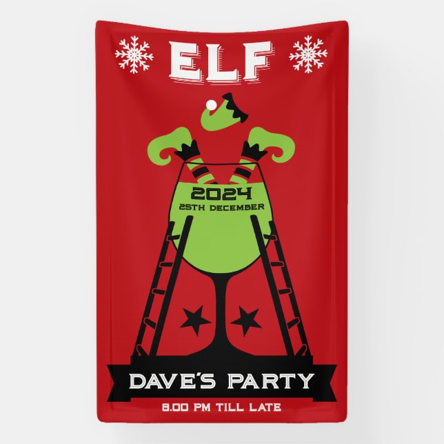 Elf  Xmas Party Banner (Vertical)