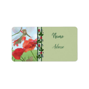 Elfe im Blumenbeet Adressaufkleber Label