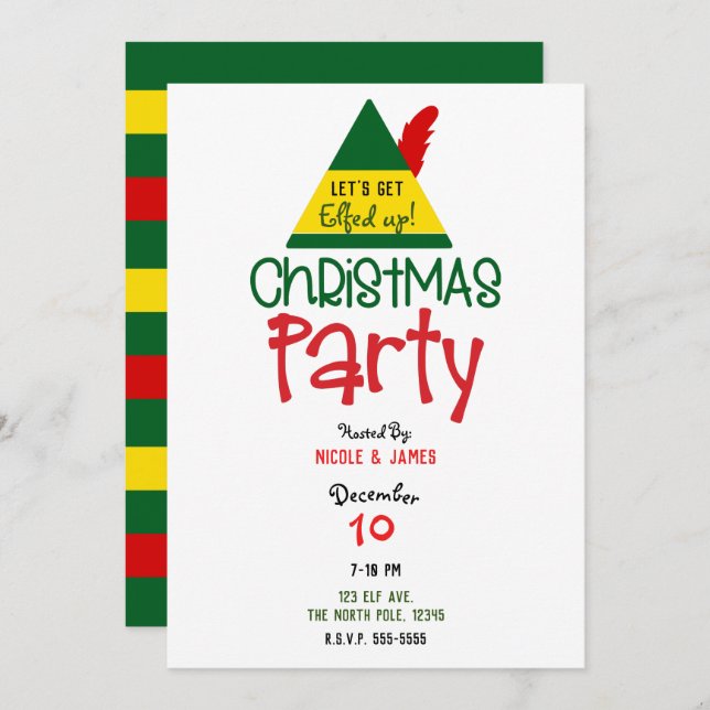 Elfed up Holiday Christmas Elf Party Invitation (Front/Back)
