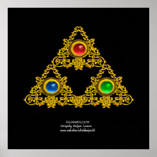 ELFIC TALISMAN / GOLD TRIANGLE WITH GEMSTONES POSTER