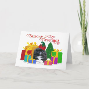 Elfin Pekingese Puppy Christmas Holiday Card
