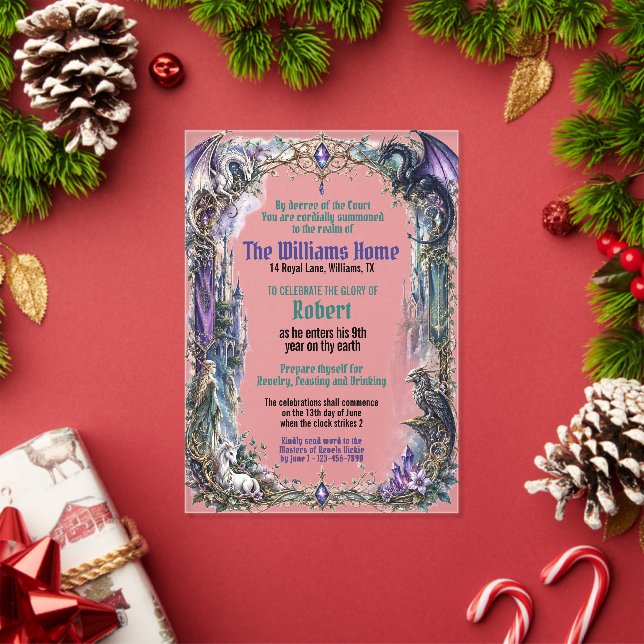 Elfin Royal Fantasy Birthday Card Acrylic Invitations (Insitu (Holiday))