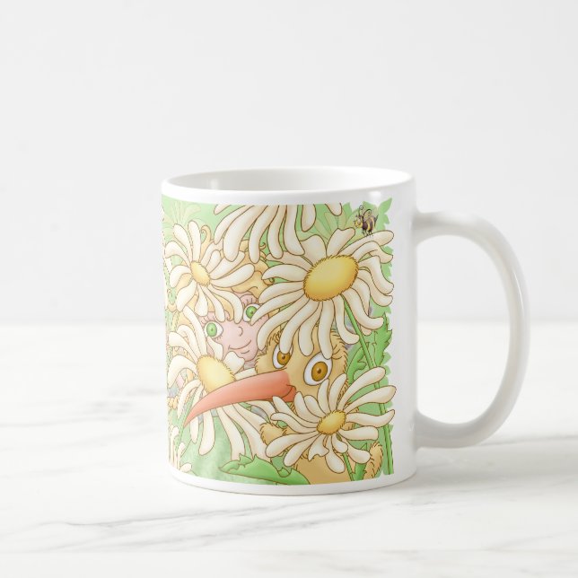Elfleda and Kiwi in the daisies Coffee Mug (Right)