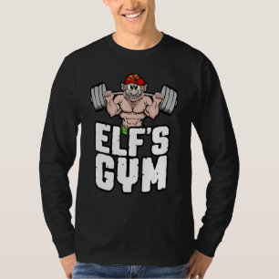 Elf's Gym Squat Leg Day Bodybuilder Christmas Work T-Shirt