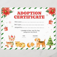 Elf's pet adopt certificate editable