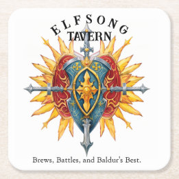 Elfsong Tavern - Baldur's Gate Square Paper Coaster