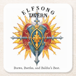 Elfsong Tavern - Baldur's Gate Square Paper Coaster