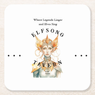 Elfsong Tavern - D&D Fanart Inspired Square Paper Coaster