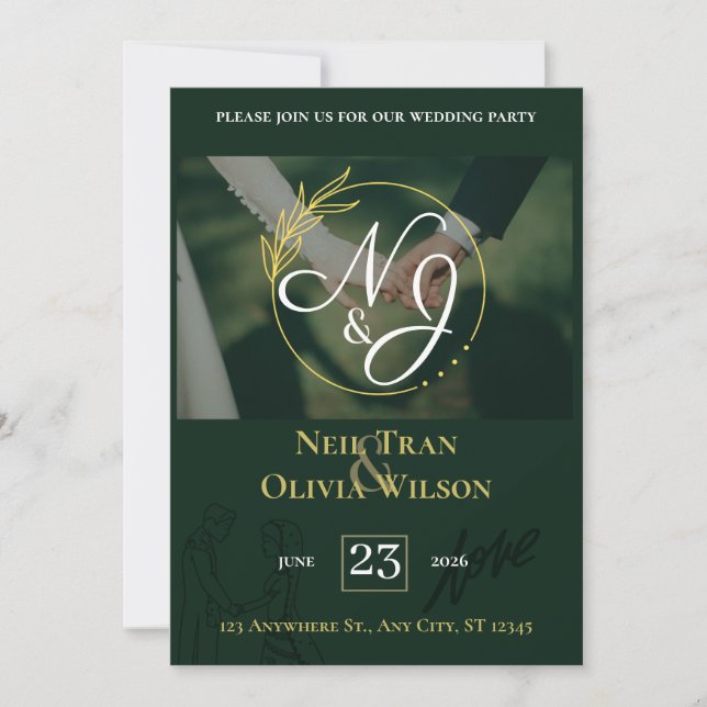 Elgant Customizable wedding invitation (Front)