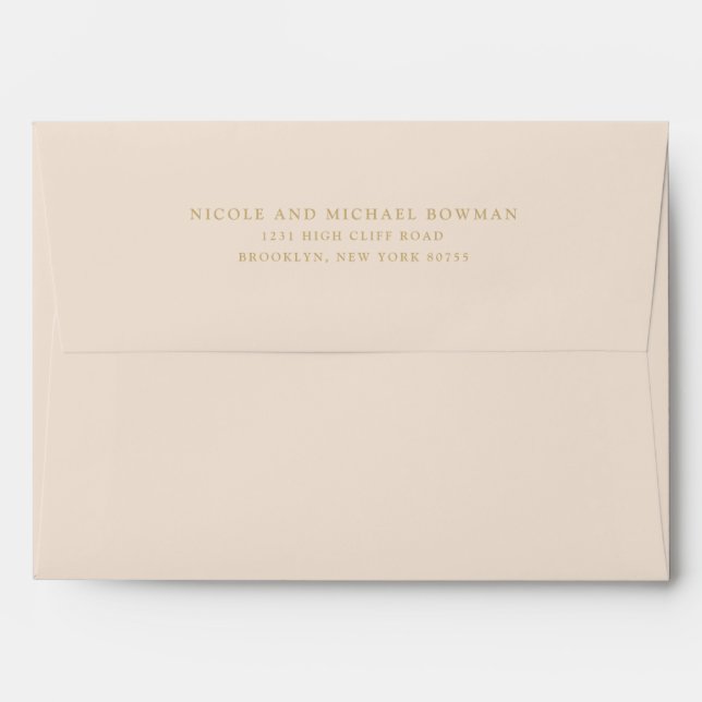 Elgegant Blush Gold Serif Return Address Envelope (Back (Top Flap))