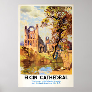 Elgin Cathedral Scotland Poster Vintage Travel