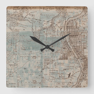 Elgin Illinois 1870 Plat Map Fox River Downtown Square Wall Clock