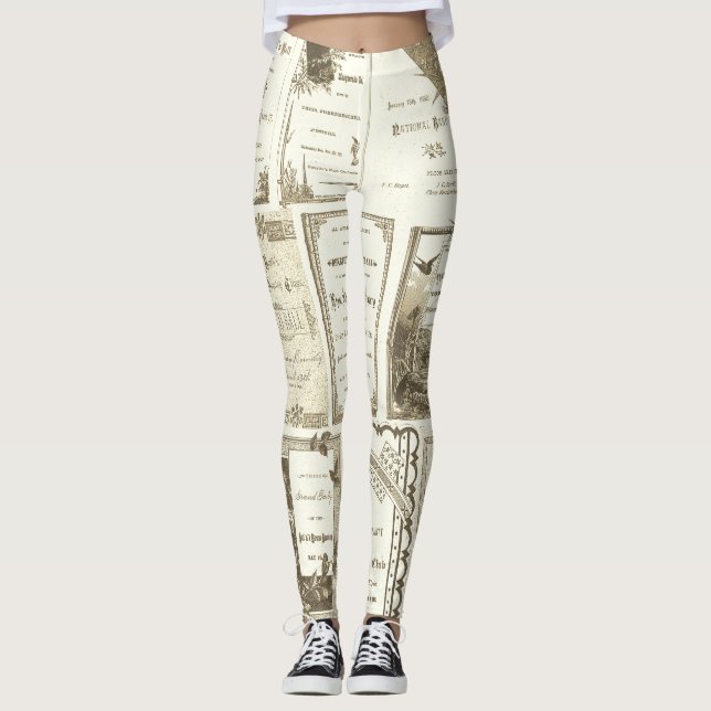 Elgin Illinois 1880's Sepia Club Invitations Party Leggings (Front)