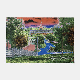 ELGIN ILLINOIS LORDS PARK PAVILION 1920'S ART VIEW DOORMAT
