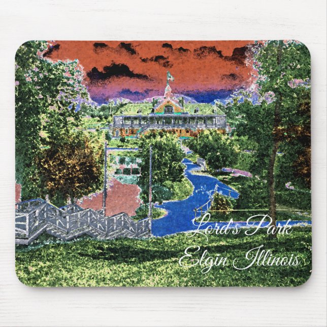 ELGIN ILLINOIS LORDS PARK PAVILION 1920'S ART VIEW MOUSE PAD (Front)