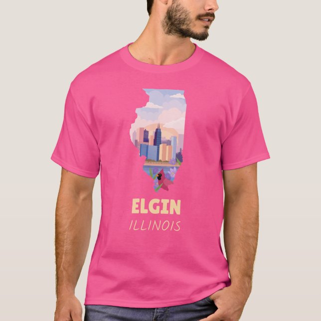 Elgin Illinois Map Oversized T-Shirt (Front)