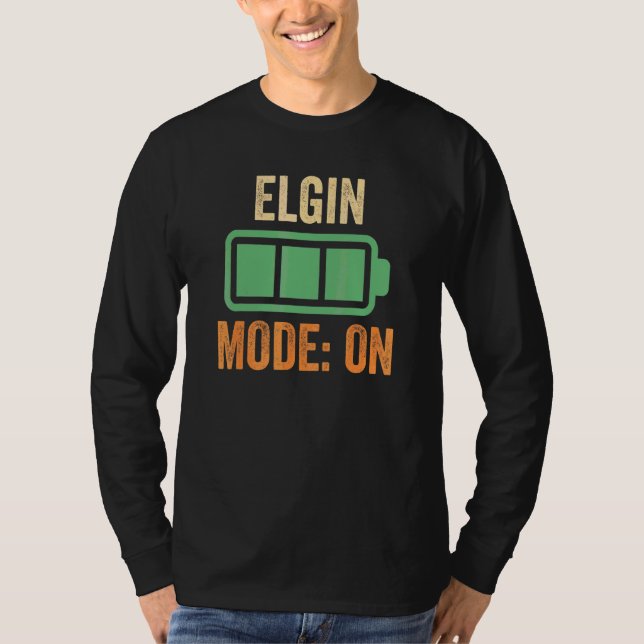 Elgin Mode On Battery Design T-Shirt (Front)
