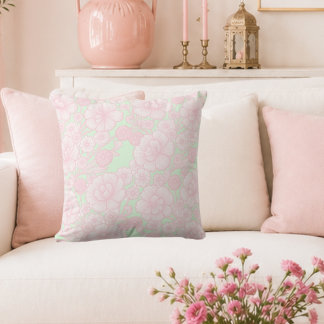 Elia 🌸 Soft Pink Baroque Floral Cushion