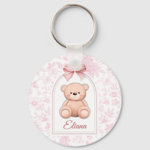 Eliana   Custom Pink Teddy Bear Nursery Design  Key Ring
