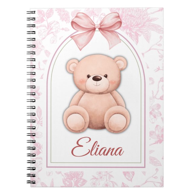 Eliana | Custom Pink Teddy Bear Nursery Design  Notebook (Front)