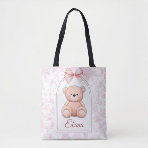 Eliana   Custom Pink Teddy Bear Nursery Design  Tote Bag