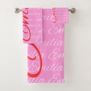 Eliana Repeating Name Pattern Bath Towel Set