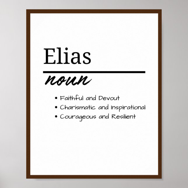 Elias, Boy Personalised Name Definition Poster (Front)