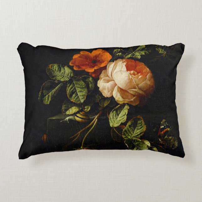 Elias van den Broeck, Still Life with Roses Decorative Cushion (Front)