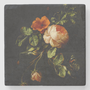 Elias van den Broeck, Still Life with Roses Stone Coaster