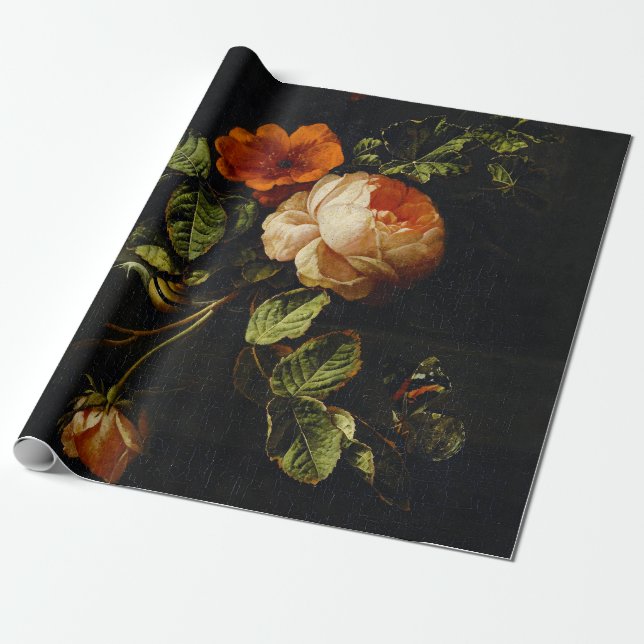 Elias van den Broeck, Still Life with Roses Wrapping Paper (Unrolled)