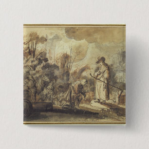 Eliezer and Rebecca at the Well 15 Cm Square Badge