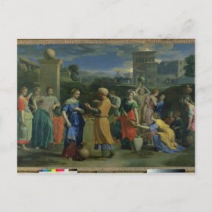 Eliezer and Rebecca at the Well, 1648 (oil on canv Postcard