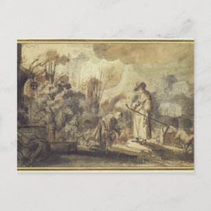 Eliezer and Rebecca at the Well Postcard