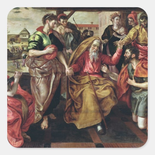 Eliezer Asking for Rebecca to Marry Isaac, 1562 Square Sticker (Front)