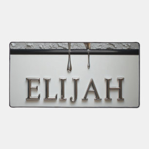 Elijah Chrome Nameplate With Liquid Metal Drips Desk Mat