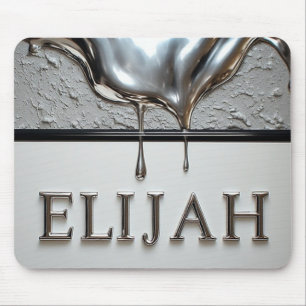 Elijah Chrome Nameplate With Liquid Metal Drips Mouse Pad