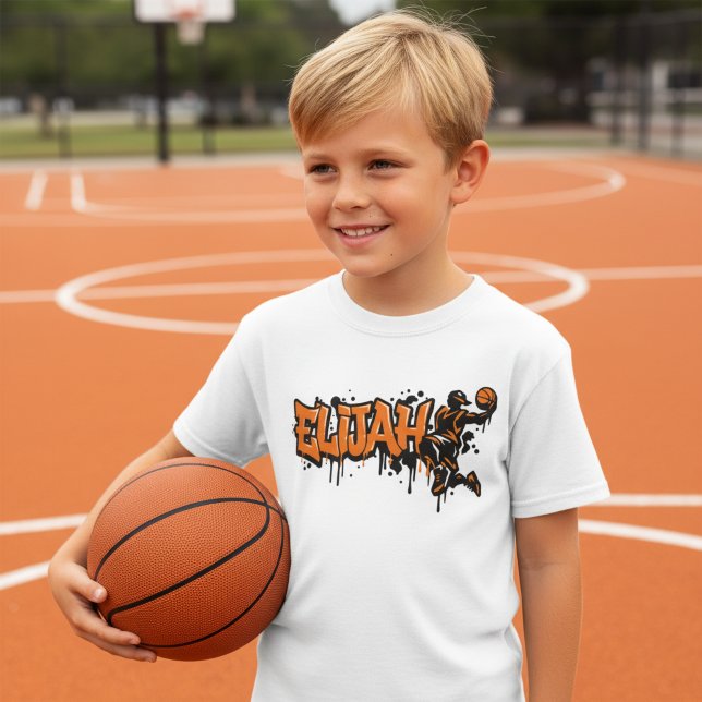Elijah Personalised Basketball Graffiti  T-Shirt (Elijah Personalized Basketball Graffiti T-Shirt)