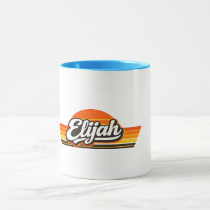 Elijah Retro Sunset Name Design Mug