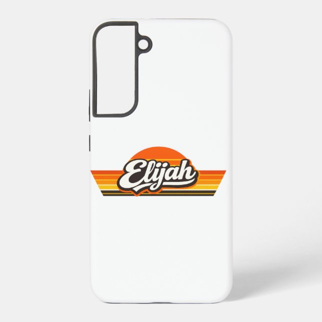 Elijah Retro Sunset Name Design Samsung Galaxy S22+ Case (Back)