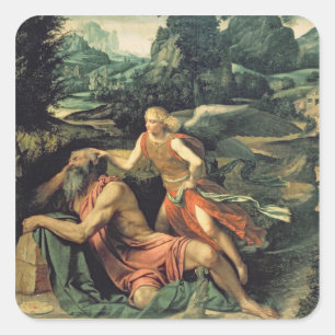 Elijah Visited by an Angel, c.1534 Square Sticker