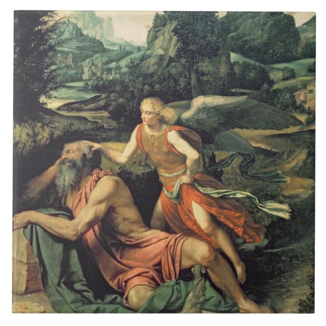 Elijah Visited by an Angel, c.1534 Tile (Front)