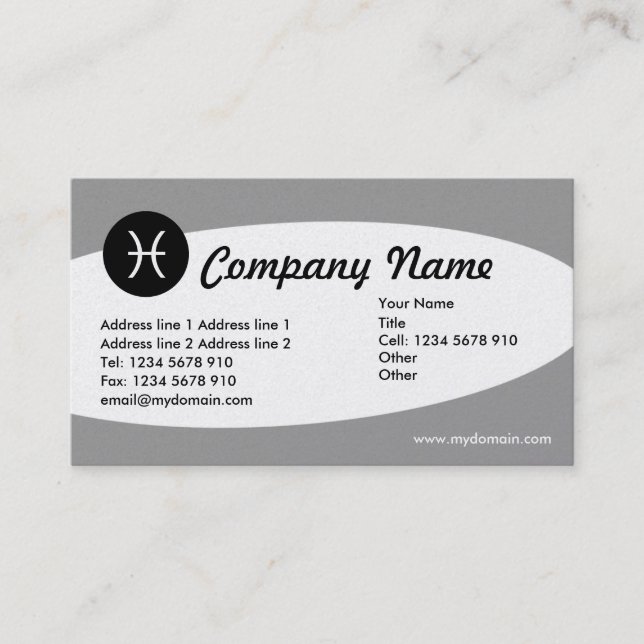 Eliptical Zodiac Platinum - Picses Business Card (Front)