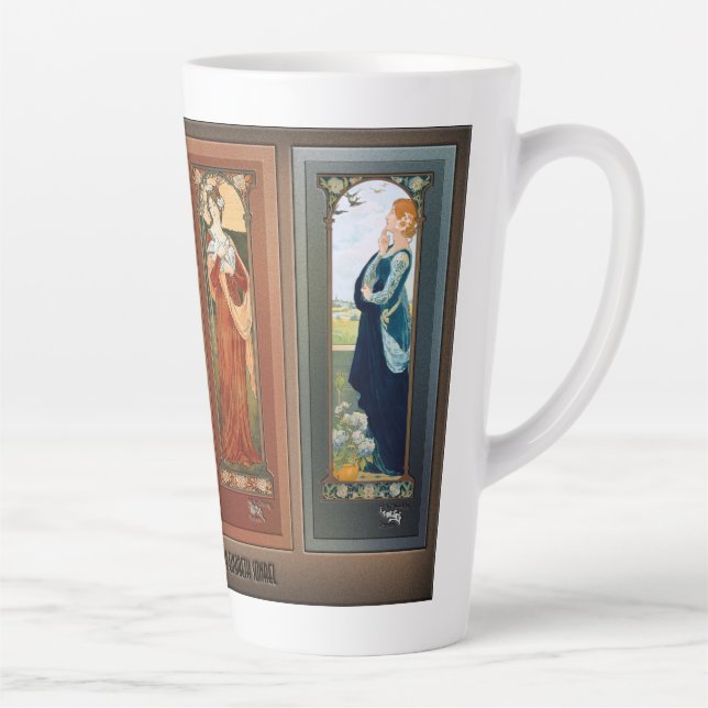 Élisabeth Sonrel Art Nouveau Maiden Bird Series Latte Mug (Right)